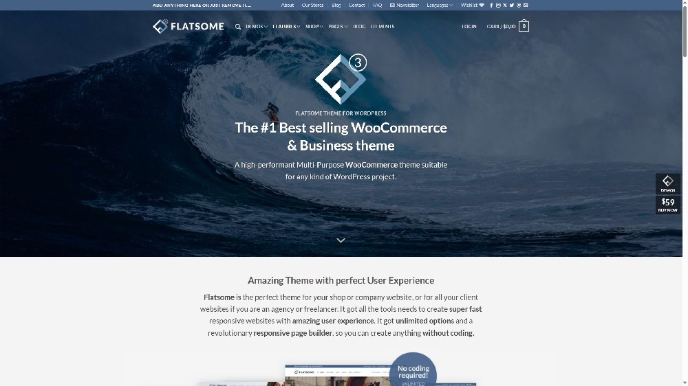 Flatsome 演示站首屏 Flatsome 商城网站模板演示首屏