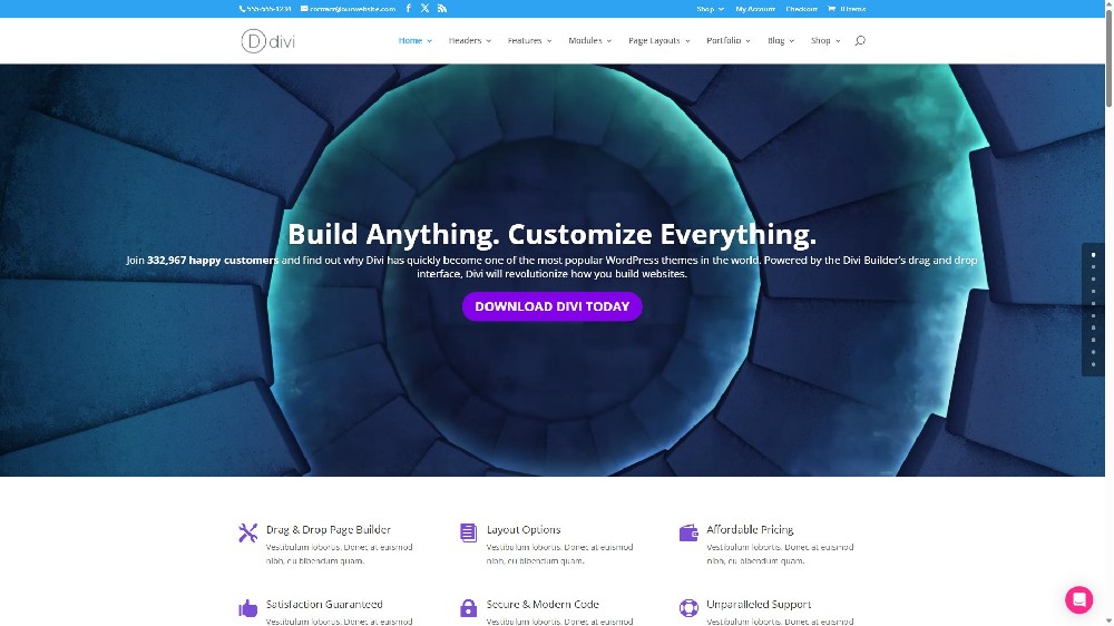 Divi 演示站首屏 Divi 企业官网模板演示首屏